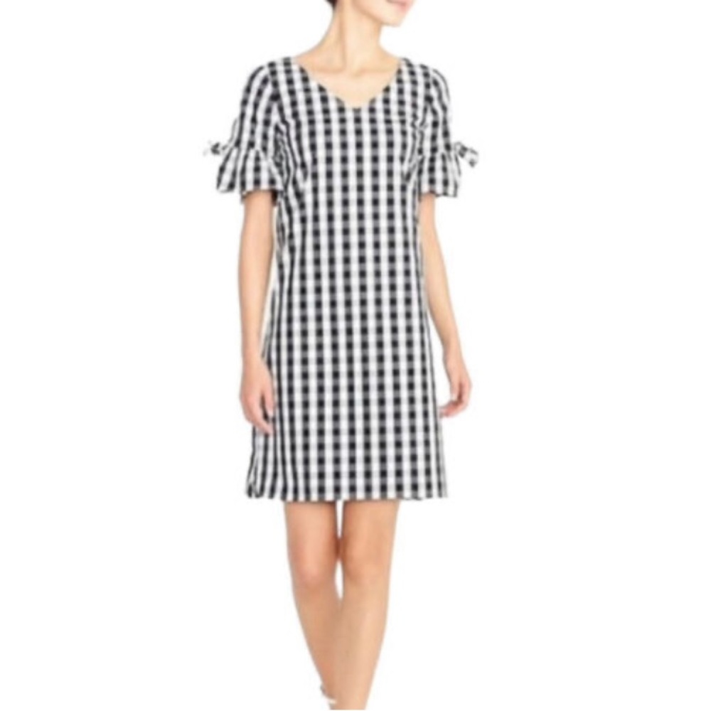 J. Crew Gingham Plaid Flutter Sleeve  Dress S